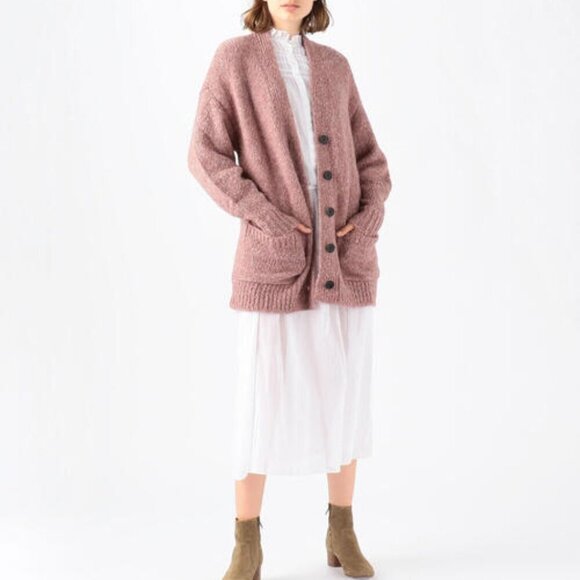 Isabel Marant Dusty Rose Wool Knit Longline Cardigan Sz S - Picture 1 of 10